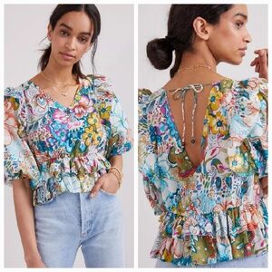 Anthropologie Love The Label Regan Floral Blouse Large